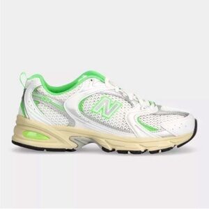 New Balance White and Green Sneakers